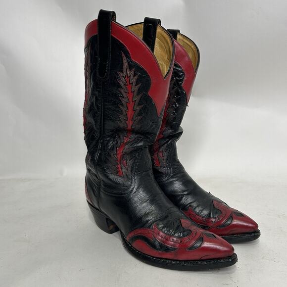 Tony Lama Classic 3866 Firewalker Cowboy Boots “Black Red” main image 9